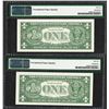 Image 2 : Lot of (2) 1957A $1 Silver Certificate Notes Fr.1620 PMG Gem Uncirculated 66EPQ