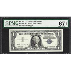 1957A $1 Silver Certificate Note Fr.1620 PMG Superb Gem Uncirculated 67EPQ