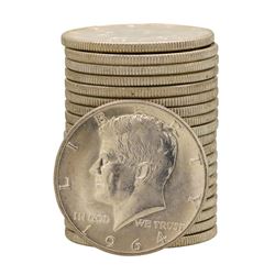 Roll of (20) Brilliant Uncirculated 1964 Kennedy Half Dollar Coins