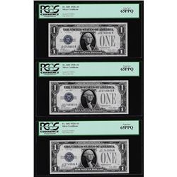 (3) Consecutive 1928A $1 Funnyback Silver Certificate Notes PCGS Gem New 65PPQ