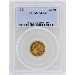 1911 $2 1/2 Indian Head Quarter Eagle Gold Coin PCGS AU50