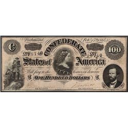 1864 $100 Confederate States of America Note