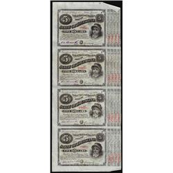 Uncut Sheet of (4) State of Louisiana Baby Bond Obsolete Notes