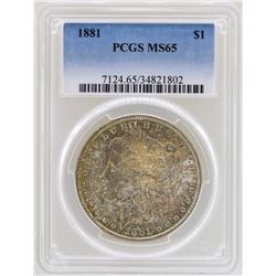 1881 $1 Morgan Silver Dollar Coin PCGS MS65