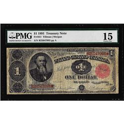 1891 $1 Treasury Note Fr.351 PMG Choice Fine 15