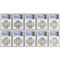 Lot of (10) 1982Mo Mexico Libertad Onza Silver Coins NGC MS66