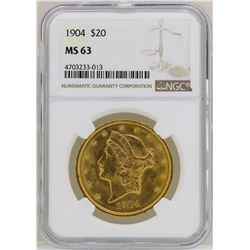 1904 $20 Liberty Head Double Eagle Gold Coin NGC MS63