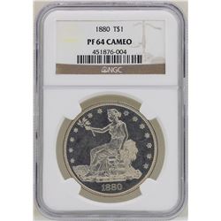 1880 $1 Trade Silver Dollar Proof Coin NGC PF64 Cameo