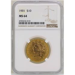 1901 $10 Liberty Head Eagle Gold Coin NGC MS64