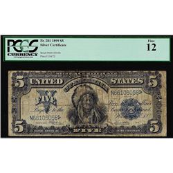 1899 $5 Silver Certificate Note Fr.281 PCGS Fine 12