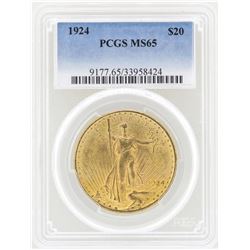 1924 $20 St. Gaudens Double Eagle Gold Coin PCGS MS65