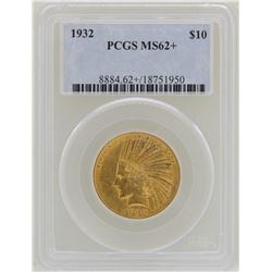 1932 $10 Indian Head Eagle Gold Coin PCGS MS62+
