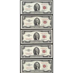 Lot of (5) 1953A $2 Legal Tender Notes