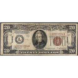 1934A $20 Federal Reserve WWII Emergency Hawaii Note