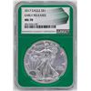 Image 1 : 2017 $1 American Silver Eagle Coin NGC MS70 Early Releases Green Core