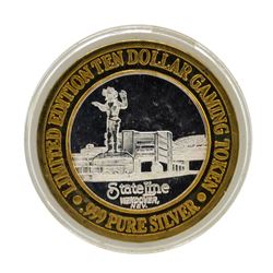 .999 Silver State Line Casino Wendover, NV $10 Limited Edition Gaming Token