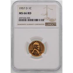 1957-D Lincoln Wheat Penny Coin NGC MS66RD
