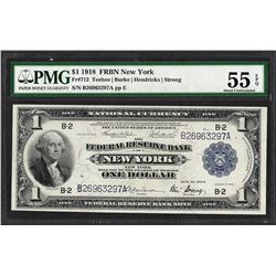 1918 $1 Federal Reserve Bank Note New York Fr.712 PMG About Uncirculated 55EPQ