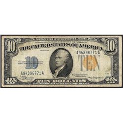 1934A $10 Silver Certificate WWI Emergency North Africa Note