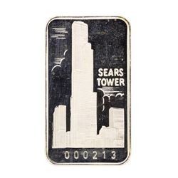 The First National Bank of Chicago Sears Tower 1 oz .999 Fine Silver Art Bar