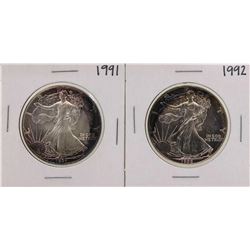Lot of 1991-1992 $1 American Silver Eagle Coins