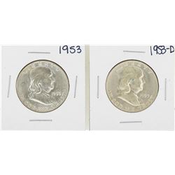 Lot of 1953 & 1953-D Franklin Half Dollar Silver Coins