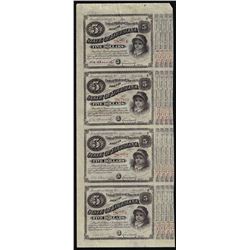 Uncut Sheet of (4) State of Louisiana Baby Bond Obsolete Notes