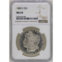 1880-S $1 Morgan Silver Dollar Coin NGC MS64