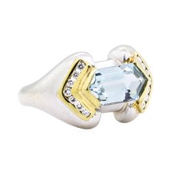 14KT White and Yellow Gold 2.16 ctw Aquamarine and Diamond Ring