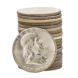 Roll of (20) Brilliant Uncirculated 1963 Franklin Half Dollar Coins