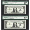 Image 1 : Lot of (2) Consecutive 1957A $1 Silver Certificate Notes PMG Superb Gem Unc 67EP