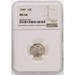1945 Mercury Dime Coin NGC MS66