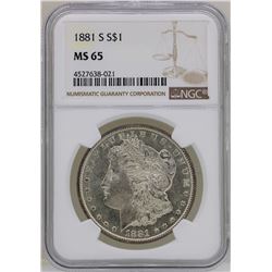1881-S $1 Morgan Silver Dollar Coin NGC MS65