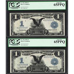 (2) Consecutive 1899 $1 Black Eagle Silver Certificate Notes PCGS Gem New 65PPQ