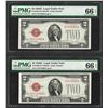 Image 1 : Lot of (2) Consecutive 1928G $2 Legal Tender Notes Fr.1508 PMG Gem Uncirculated