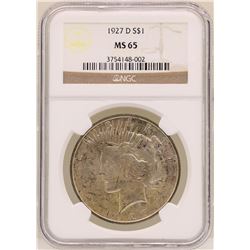 1927-D $1 Peace Silver Dollar Coin NGC MS65