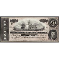 1864 $20 Confederate States of America Note