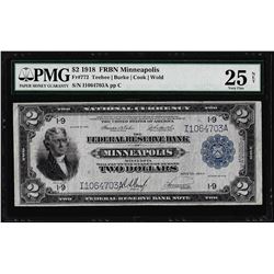 1918 $2 Battleship Federal Reserve Bank Note Minneapolis Fr.772 PMG Very Fine 25