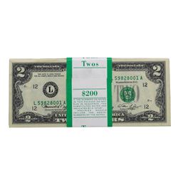 Pack of (100) Consecutive 1976 $2 Federal Reserve Notes San Francisco