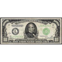 1934A $1,000 Federal Reserve Note San Francisco
