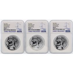 Lot of (3) 2018 Niue $2 Star Wars Stormtrooper Silver Coins NGC MS69 Early Relea