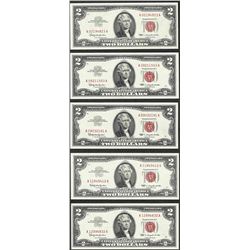 Lot of (5) 1963 $2 Legal Tender Notes