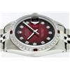 Image 5 : Rolex Men's Stainless Steel Red Vignette Diamond & Ruby Datejust Wristwatch