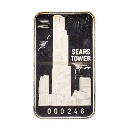 The First National Bank of Chicago Sears Tower 1 oz .999 Fine Silver Art Bar