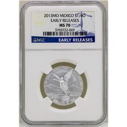 2013MO Mexico 1/4 Onza Libertad Silver Coin NGC MS70 Early Releases