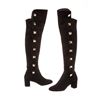 Image 1 : Valentino Black Suede Rockstud Over-The-Knee Boots Heels Shoes 39