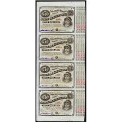 Uncut Sheet of (4) State of Louisiana Baby Bond Obsolete Notes