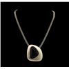 Image 2 : Asymmetry Stone Pendant Short Necklace - Gold Plated