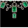 Image 2 : 45.43 ctw Emerald and Diamond Necklace - 18KT White Gold