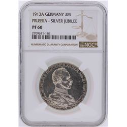 1913A Germany 3 Mark Prussia Silver Jubilee Coin NGC PF60